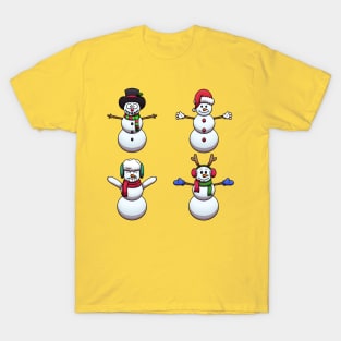 Happy Cartoon Snowmen T-Shirt